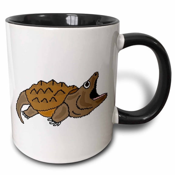 3drose, Funny Snapping Turtle Original Art, 11oz Two-tone Black Mug