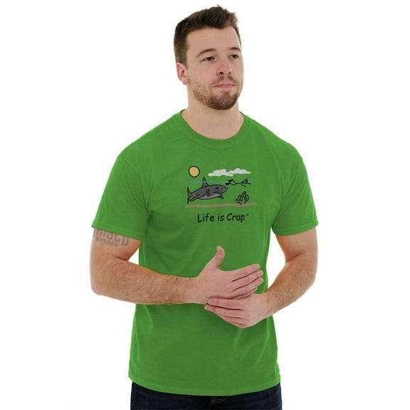 Funny Snorkel Shark Chase Beach Day Men's Big & Tall Crewneck Graphic Tee Brisco Brands 2X