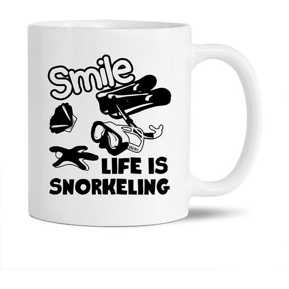 Funny Snorkeling Coffee Mug Handle, Unique Snorkeling White Mug Cup For Men / Women / Friends, Smile Life Is Snorkeling Tea Cup, Snorkeling Ceramic Mug 11 Oz.