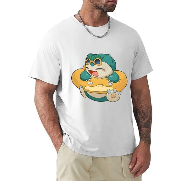 Funny Snorlax Sleepy Kawaii Lazy Day Gaming Inspired Anime Game Unisex T-Shirt, for men & women, up to size 5XL.