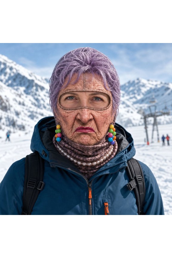 Funny Snow Sports Face Mask, Novelty Expression Ski Hood, Warm and Comfortable Winter Accessory for Outdoor Activities, One Size Fits Most, 24x12in