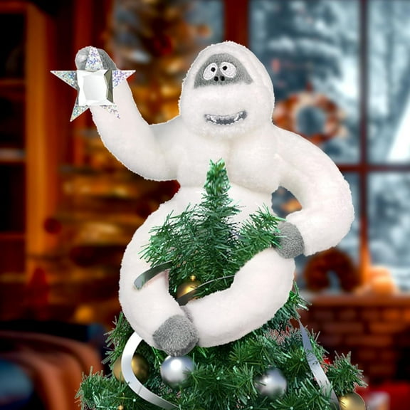 Funny Snowman Tree Topper, Christmas Snow Monster Tree Toppers 11 inch Handmade Plush Silly King Kong Tree Topper for Christmas Tree Decoration for Family