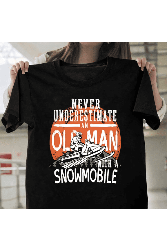Funny Snowmobile Rider T-Shirt - Vintage Outdoor Adventure Graphic Tee, up to size 3XL.