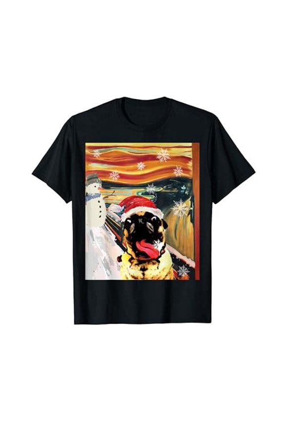 Funny Snowy Christmas Pug Cute Christmas T-Shirtfrom JP