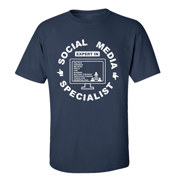 Funny Social Media Specialist Unisex Adult Short Sleeve T-shirt-Navy-5xl