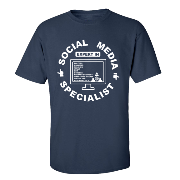 Funny Social Media Specialist Unisex Adult Short Sleeve T-shirt-Navy-large
