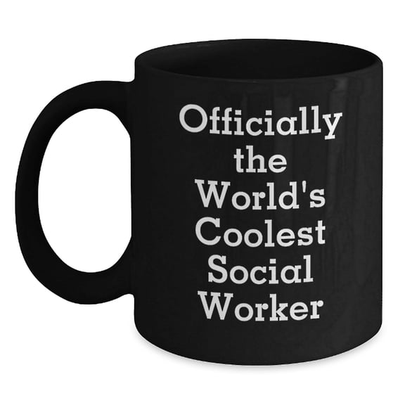 Funny Social Worker Gifts for Men, Unique Black Coffee Mug Officially The World's Coolest Social Worker, Christmas Unique Gifts from Friends
