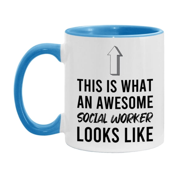 Funny Social Worker Mug - This Is What An Awesome Social Worker Looks Like - 11oz or 15oz Ceramic Coffee Cup - Novelty Gift for Social Worker Professionals