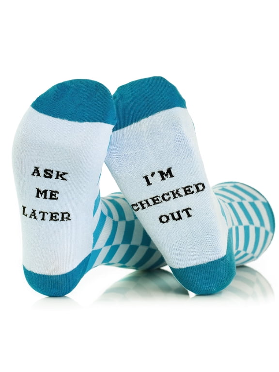 Funny Socks for Men - Checkered Socks with a Pun