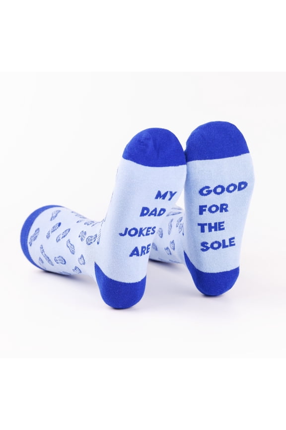 Funny Socks for Men - Men's Dress Socks with Dad Jokes and Stylish Patterns, Unique Gifts for Men Who Have Everything and Gifts for Dad from Daughter, Groomsmen Socks, Fun Socks for Men (LtBlueSole)
