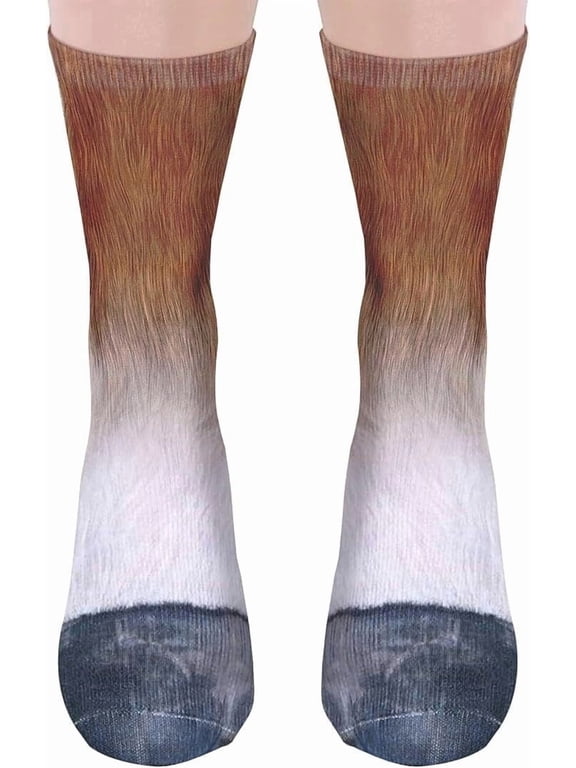 Funny Socks for Men Women Teens-Fun Animal Horse Paws Socks 3D Casual Fathers Day Novelty Gifts for Dad Husband Funny Funky Cotton Crazy Crew Socks - Valentines Christmas Gifts Stocking