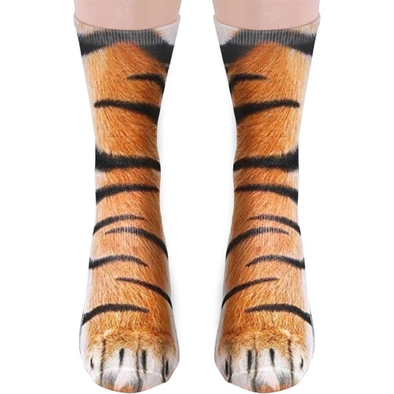 Funny Socks for Men Women Teens-Fun Animal Tiger Paws Socks 3D Casual Fathers Day Novelty Gifts for Dad Husband Funny Funky Cotton Crazy Crew Socks - Valentines Christmas Gifts Stocking