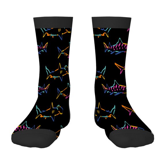 Funny Socks Neon Sharks Children's Novelty Casual Crew Socks Design for Boys Girls Gift