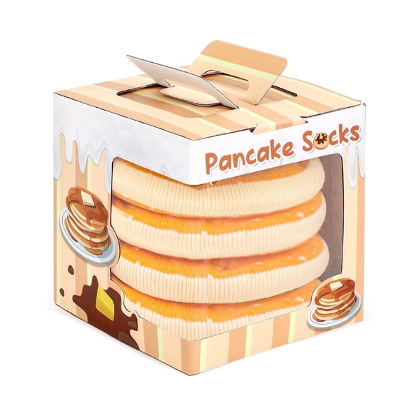 Funny Pancake Socks Box for Men Women Teen Boys -Pancake Lovers Gifts Fathers Day Novelty Gifts for Dad Husband Food Cool Crazy Silly Socks-Valentines Birthday Gift Ideas Christmas Stocking Stuffers