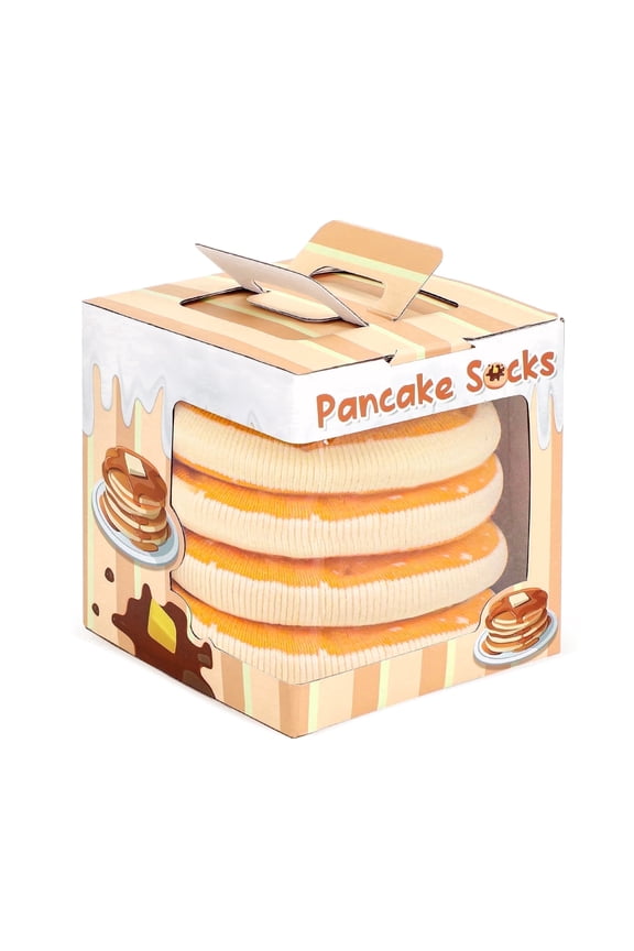 Funny Pancake Socks Box for Men Women Teen Boys -Pancake Lovers Gifts Fathers Day Novelty Gifts for Dad Husband Food Cool Crazy Silly Socks-Valentines Birthday Gift Ideas Christmas Stocking Stuffers