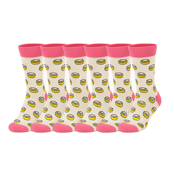 Funny Socks for Men Women, 6 Pairs Colorful Crew Socks Gift Pack, Cotton Blend, Unisex - Style 4