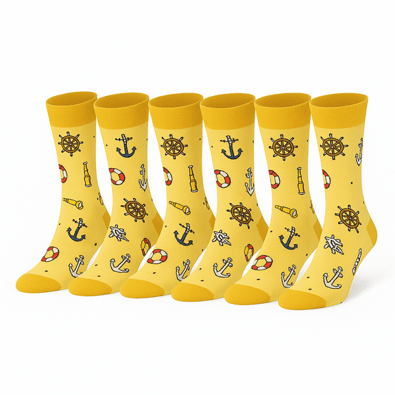 Funny Socks for Men Women, 6 Pairs Colorful Crew Socks Gift Pack, Cotton Blend, Unisex - Style 9