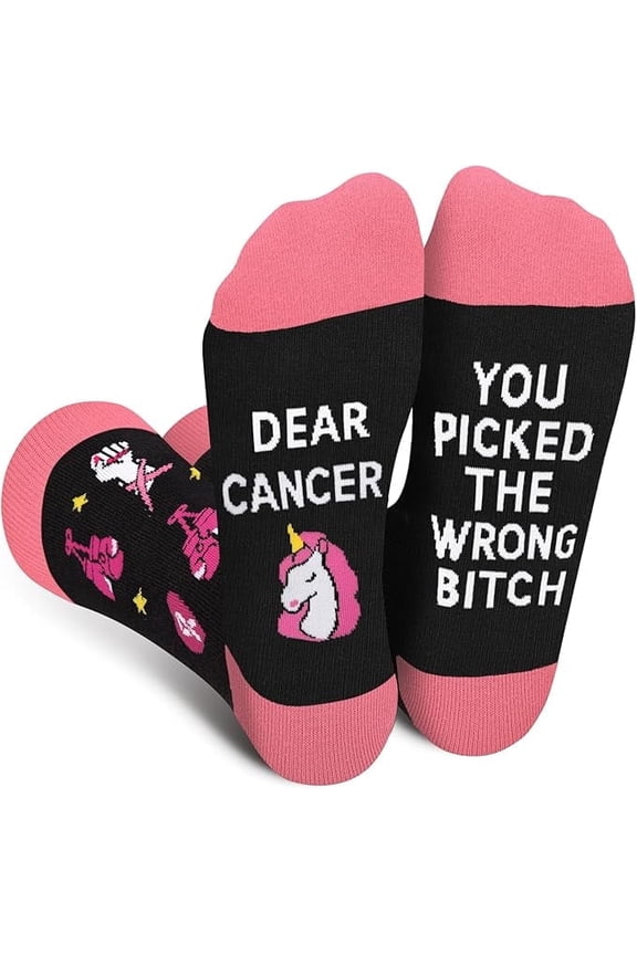 Funny Socks for Women - Breast Cancer Awareness Socks - Appreciation Gifts for Cancer Care Survivors & Chemo Patients Inspirational Socks Gifts
