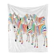 thumbnail image 1 of Funny Soft Flannel Fleece Throw Blanket, Colorful Animal Herd with Rainbow Stripes Digital Art Print Modern Safari, Cozy Plush for Indoor and Outdoor Use, 50" x 70", Multicolor, by Ambesonne, 1 of 5