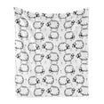 thumbnail image 1 of Funny Soft Flannel Fleece Throw Blanket, Humorous Sheep Patterns on Meadow Flower Comic Doodle Playroom Kids Art Print, Cozy Plush for Indoor and Outdoor Use, 50" x 60", Black White, by Ambesonne, 1 of 5