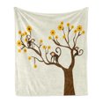 thumbnail image 1 of Funny Soft Flannel Fleece Throw Blanket, Monkey Animations Fun Chimpanzees Climbing on Daisy Trees Animal Life, Cozy Plush for Indoor and Outdoor Use, 60" x 80", Brown Yellow, by Ambesonne, 1 of 6