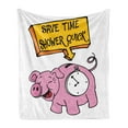 thumbnail image 1 of Funny Soft Flannel Fleece Throw Blanket, Piggy Bank Ticking Clock Save Time Quick Lettering Morning Routine Fun Theme, Cozy Plush for Indoor and Outdoor Use, 60" x 80", Pink and Yellow, by Ambesonne, 1 of 5