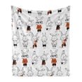 thumbnail image 1 of Funny Soft Flannel Fleece Throw Blanket, Retro Bunny Rabbits with Costumes Jack Hare Funky Bunnies Carrot Sketch Style, Cozy Plush for Indoor and Outdoor Use, 50" x 60", Orange White, by Ambesonne, 1 of 6