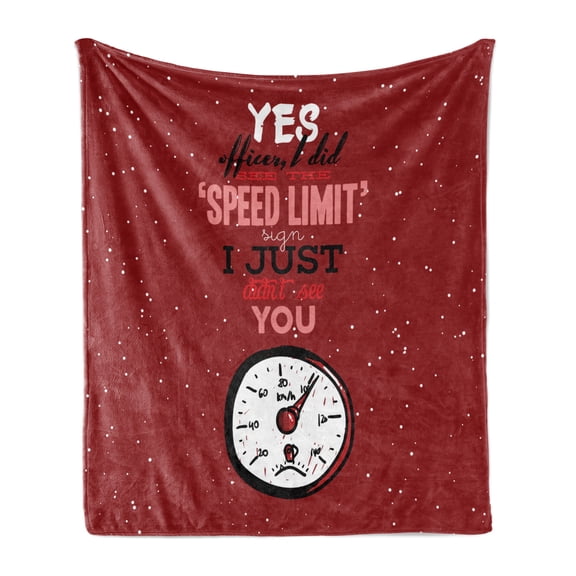 Funny Soft Flannel Fleece Throw Blanket, Yes Officer I Did See Speed Limit Sign Didnt See You, Cozy Plush for Indoor and Outdoor Use, 50" x 60", Ruby Grey, by Ambesonne