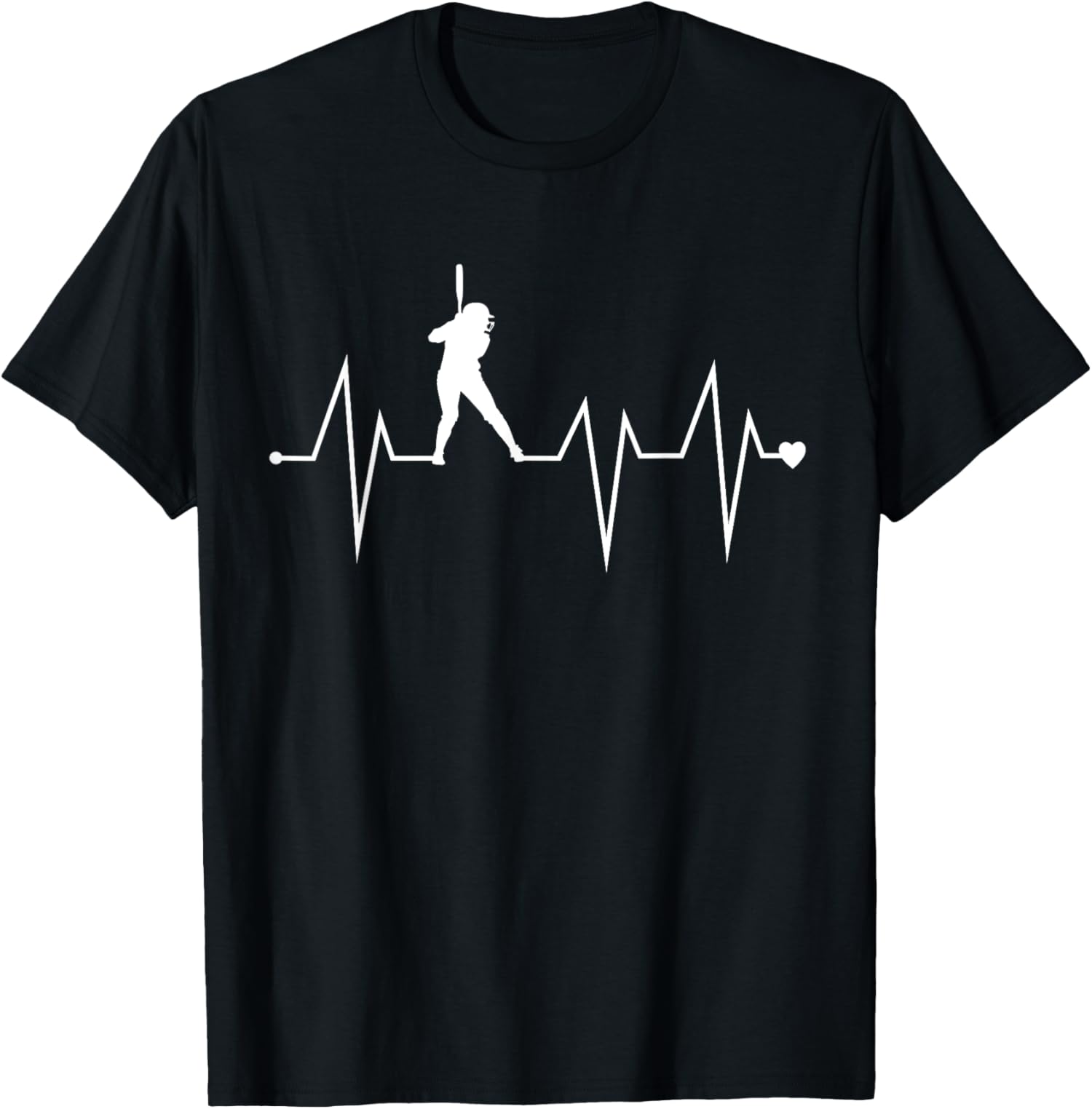 Funny Softball Player Batter Heartbeat Heart Pulse Rate EKG TShirt