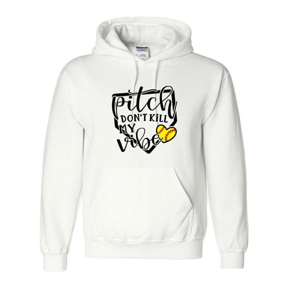 Funny Softball Quote Pitch Don’t Kill My Vibe Player Graphic Hoodie, for men & women, up to size 5XL