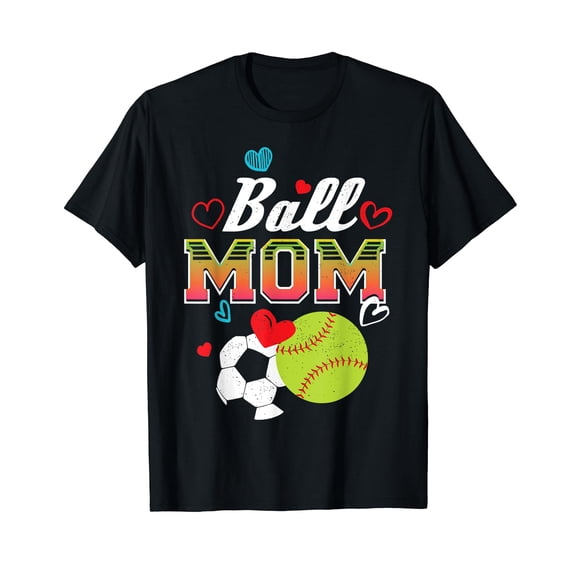 Funny Softball Soccer Heart Gift Design for Mom T-Shirt