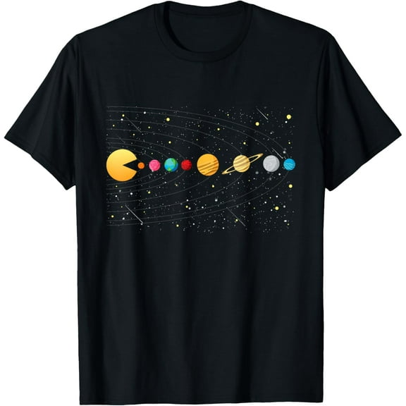 Funny Solar System - Astronauts Space Video Games T-Shirt100% pure cotton short-sleeved shirt for both men and women