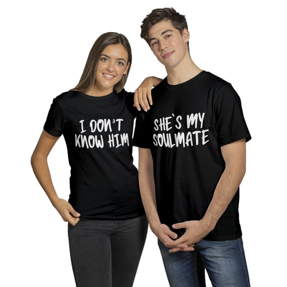 Funny Soulmate Matching T-shirt – She’s My Soulmate Graphic Tee for Couples, Valentine Gift