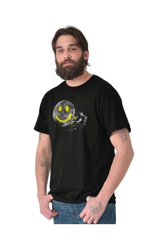 Funny Space Astronaut Moon Graffiti Plus Size Crewneck Graphic Tee Shirt Brisco Brands 3X