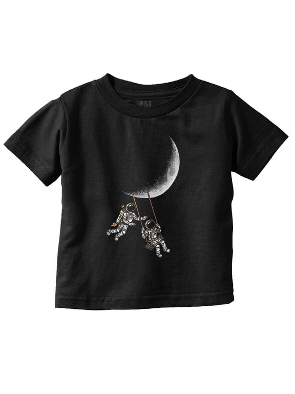 Funny Space Astronaut Moon Swing Toddler Boy Girl T Shirt Infant Toddler Brisco Brands 12M