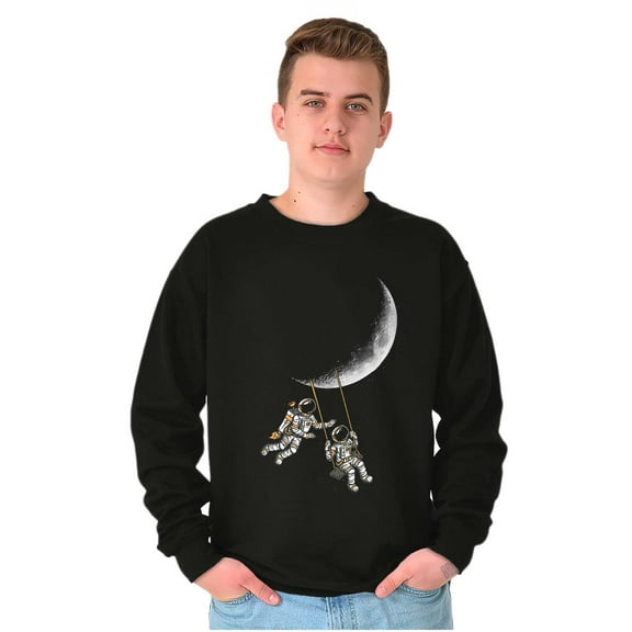 Funny Space Astronaut Moon Swing Unisex Plus Fleece Graphic Sweatshirt Brisco Brands 3X