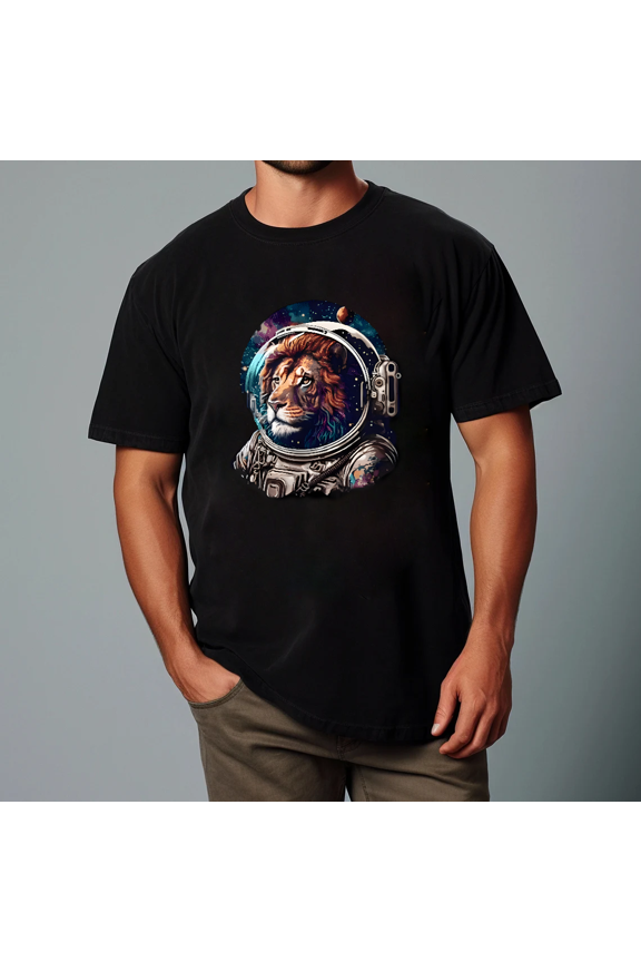 Funny Space Science Astronaut Lion Astrophysics Illustration Unisex T-Shirt V90632, up to size 5XL