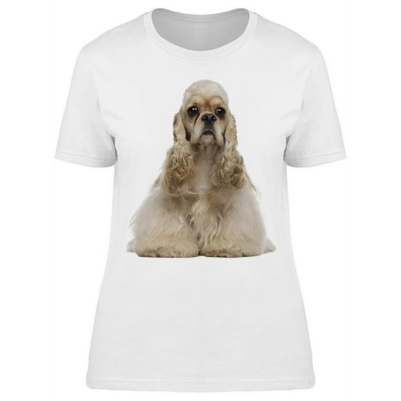 Funny Spaniel Dog Sitting T-Shirt Women -Image by Shutterstock, Female XX-Large