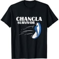thumbnail image 1 of Funny Spanish Mexican Humor Blue Flip Flop Chancla Survivor T-Shirt, 1 of 4