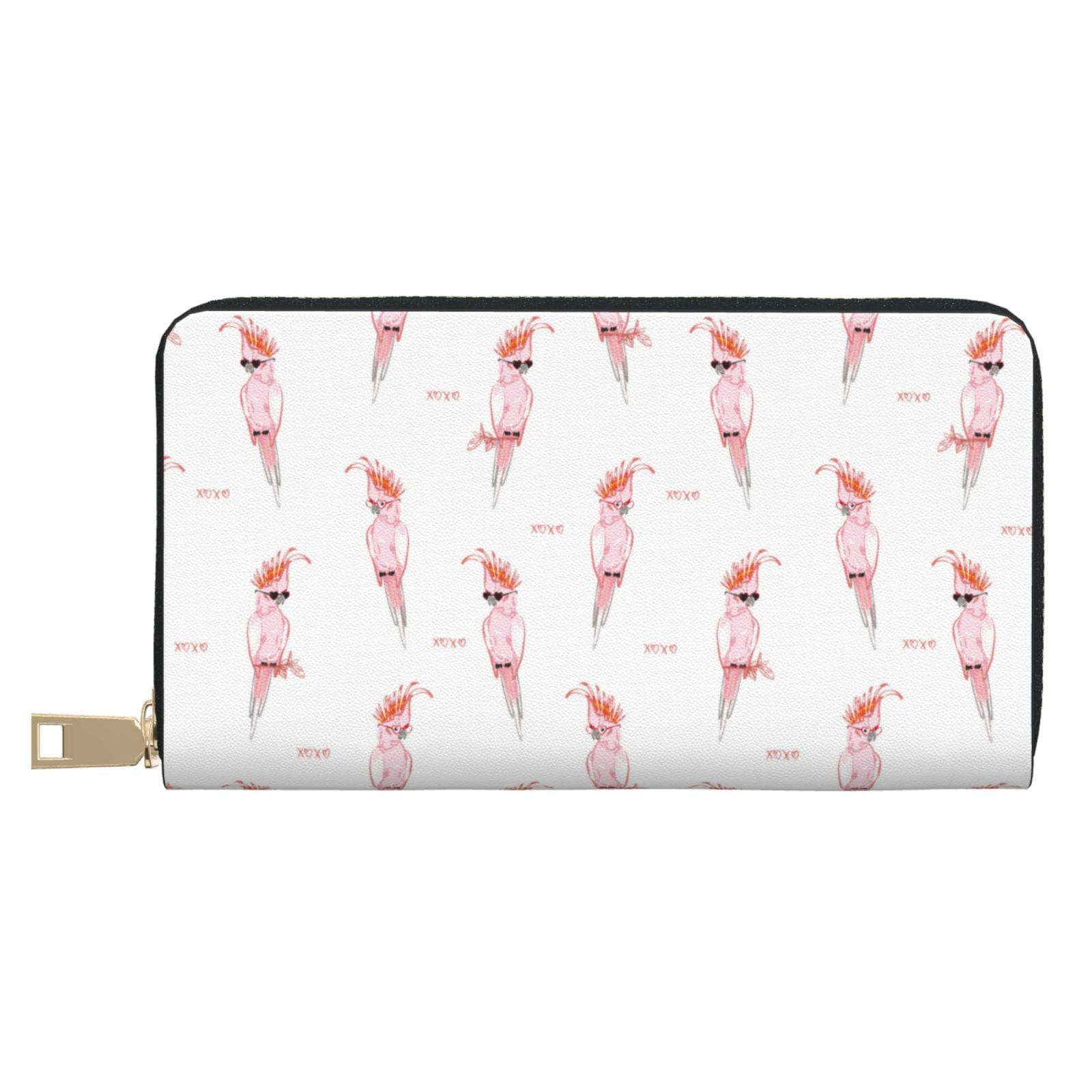 Comedically Large Wallet Funny Spectacled Cockatoo Pink Wallet Women, Leather Bifold Multi Card ...