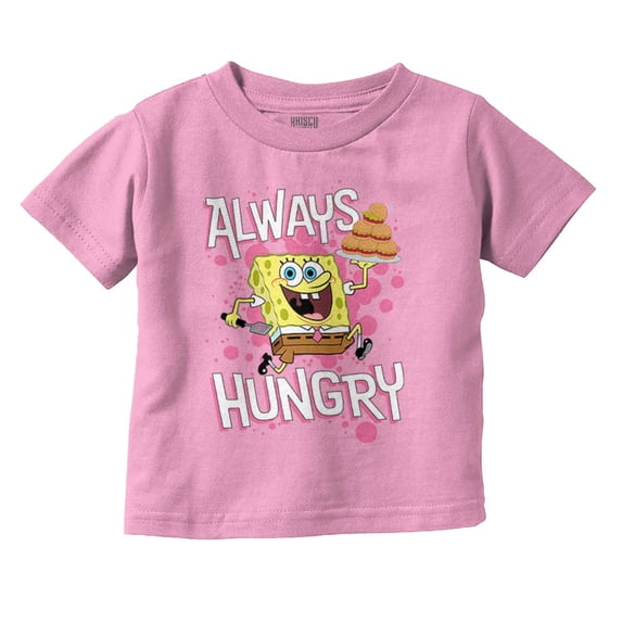 Funny SpongeBob Cartoon Always Hungry Toddler Boy Girl T Shirt Infant Toddler Brisco Brands 12M