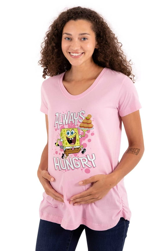 Funny SpongeBob Cartoon Always Hungry Women's Maternity T Shirt Tee Brisco Brands 3X