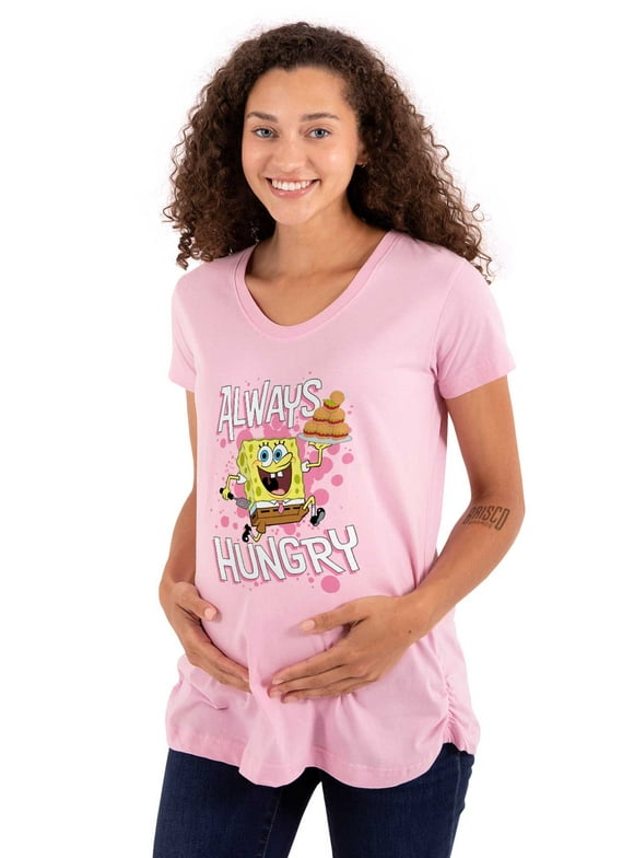 Funny SpongeBob Cartoon Always Hungry Women's Maternity T Shirt Tee Brisco Brands S