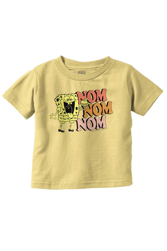 Funny SpongeBob Krabby Patty Nom Nom Toddler Boy Girl T Shirt Infant Toddler Brisco Brands 6M