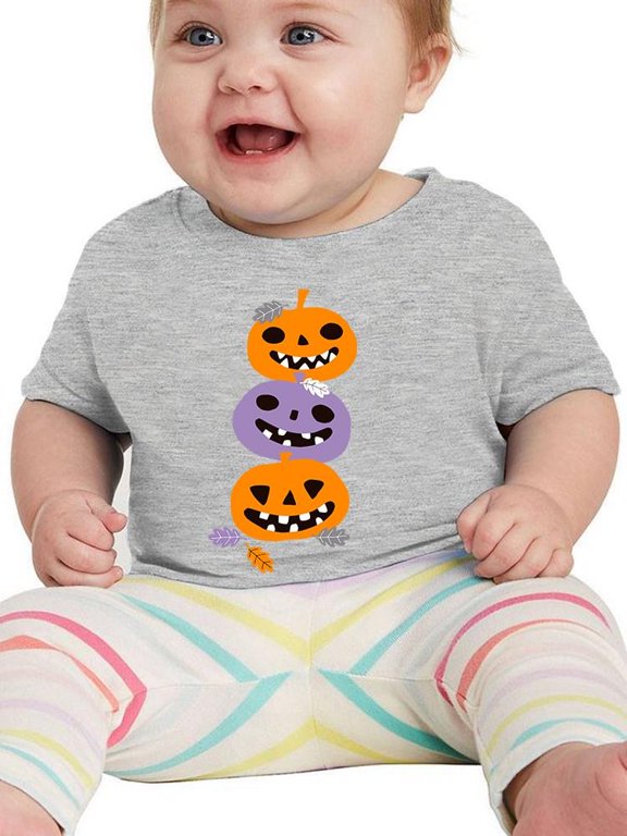 Funny Spooky Pumpkin Stack T-Shirt Infant -Image by Shutterstock, 24 Months
