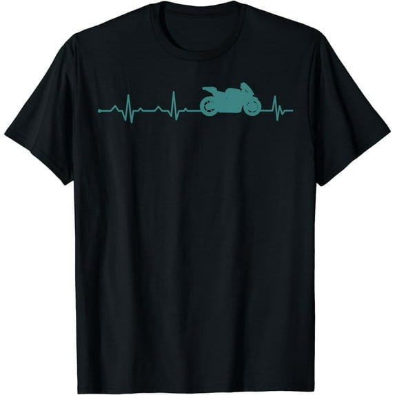 Funny Sportbike Gift Men Women Motorcycle Riders Heartbeat T-Shirt