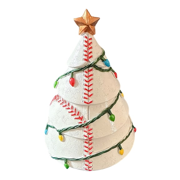 Funny Sports Ball-themed Mini Christmas Tree Decor, 3D Resin Baseball Shaped Xmas Tree Tabletop Decorations, Ideal for Game Room, Desktable & Sports Fan Gift Figurine