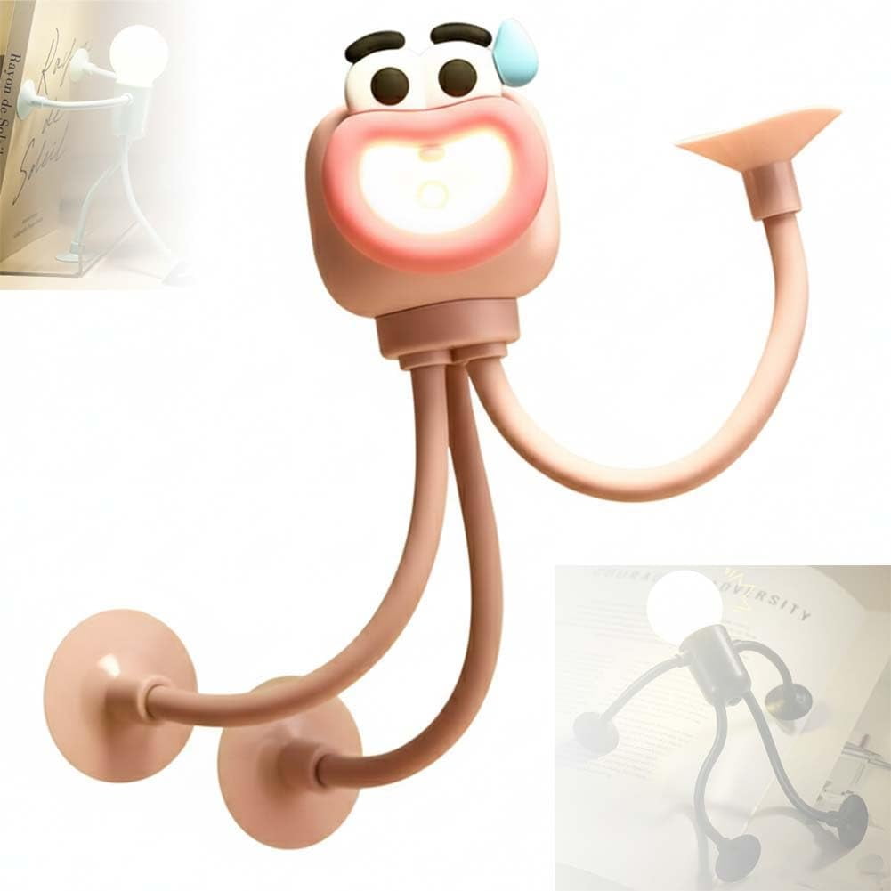 Funny Sportsman Night Light Changeable Shape, Bendable Suction Cup Table Desk Lamp for Home Decor, DIY Lights for Bedroom, Bathroom, Corridor, Kitchen, Christmas Gift Ideas(octopus-Pink)