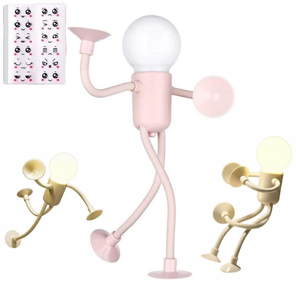 Funny Sportsman Night Light Changeable Shape, Bendable Suction Cup Table Desk Lamp for Home Decor, DIY Lights for Bedroom, Bathroom, Corridor, Kitchen, Christmas Gift Ideas(People-Pink)