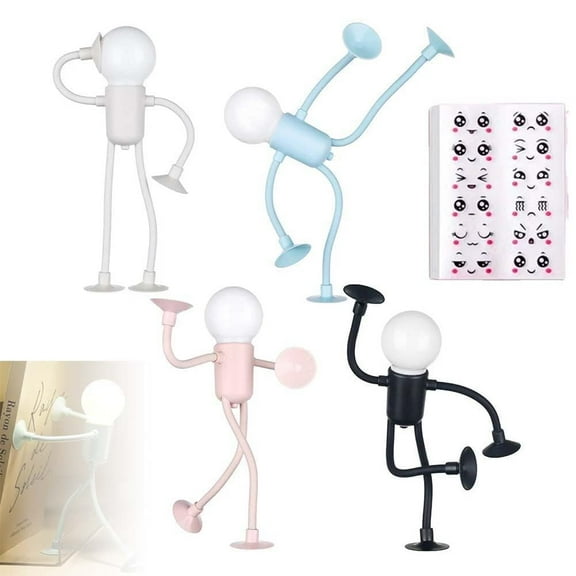 Funny Sportsman Night Light Changeable Shape, Bendable Suction Cup Table Desk Lamp for Home Decor, DIY Lights for Bedroom, Bathroom, Corridor, Kitchen, Christmas Gift Ideas(People-4pcs octopus-White)